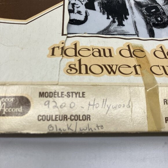 Deadstock Decor Accord Vinyl Shower Curtain Hollywood Stars Black & White Vtg - Picture 3 of 10